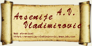 Arsenije Vladimirović vizit kartica